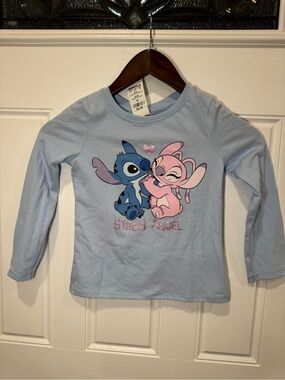 Kohl's Light Blue Long Sleeve Tee with Stitch & Angel Graphic